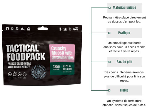 Packaging du petit-déjeuner Tactical Foodpack - Muesli Croquant aux Fraises